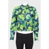 Blouse with floral print and peplum