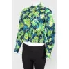 Blouse with floral print and peplum