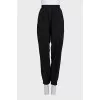 Black sports trousers with elastic waistband