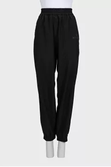 Black sports trousers with elastic waistband