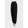 Black sports trousers with elastic waistband