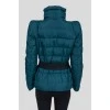 Green quilted jacket with a belt