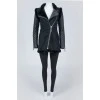 Suede sheepskin coat with leather sleeves