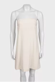 Beige silk sleeveless dress