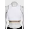 White fitted top with logo