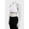 White fitted top with logo