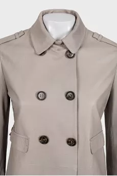 Beige straight-cut leather jacket