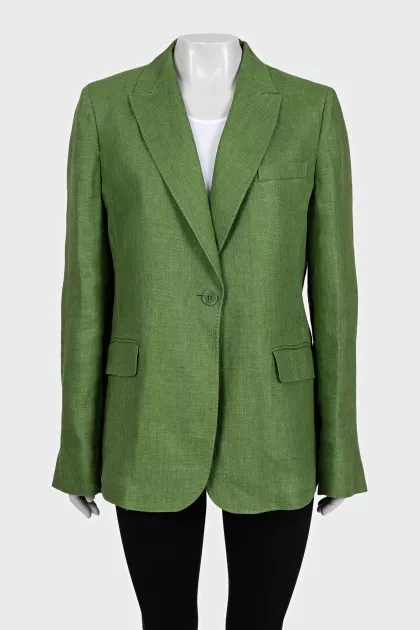 Linen straight-cut button-down jacket