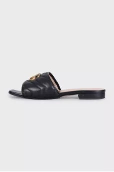 Шлепанцы GG Marmont из черной кожи