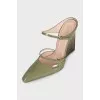 Leather sandals with transparent wedge heels