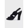 Black suede heeled sandals