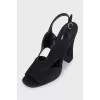 Black suede heeled sandals