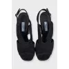 Black suede heeled sandals