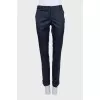 Blue straight-leg trousers with a mid-rise