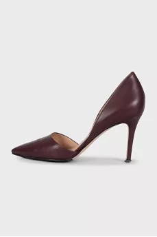 Purple leather high heels