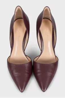 Purple leather high heels