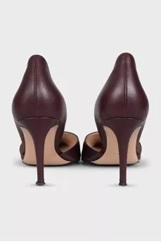 Purple leather high heels