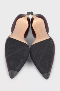 Purple leather high heels