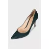 Dark green suede pumps