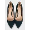 Dark green suede pumps