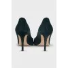Dark green suede pumps