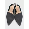 Dark green suede pumps