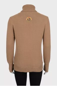 Cashmere sweater with branded patch