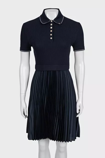 Blue pleated dress with tag