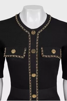 Черное платье с золотистым декором с биркой