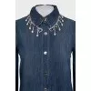 Blue denim dress with rhinestones