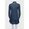 Blue denim dress with rhinestones