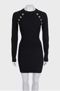 Black bodycon dress with gold trim