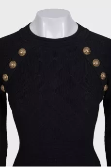 Black bodycon dress with gold trim
