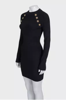 Black bodycon dress with gold trim