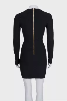Black bodycon dress with gold trim