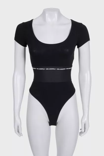 Black bodysuit with logo