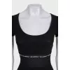 Black bodysuit with logo