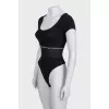 Black bodysuit with logo