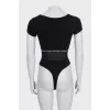 Black bodysuit with logo