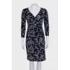 Printed bodycon dress with a V-neck