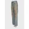 Прямі блакитні джинси з ефектом потертостей
