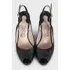 Black leather slingbacks with heels