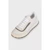 Textile and suede sneakers with decor