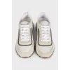 Textile and suede sneakers with decor