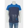Blue men's jerseylka with a hood