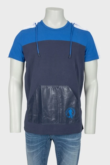 Blue men's jerseylka with a hood