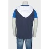 Blue men's jerseylka with a hood