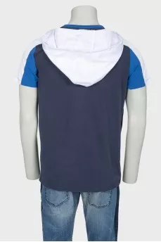 Blue men's jerseylka with a hood