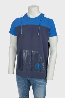Blue men's jerseylka with a hood