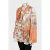 Loose floral print blouse with ties